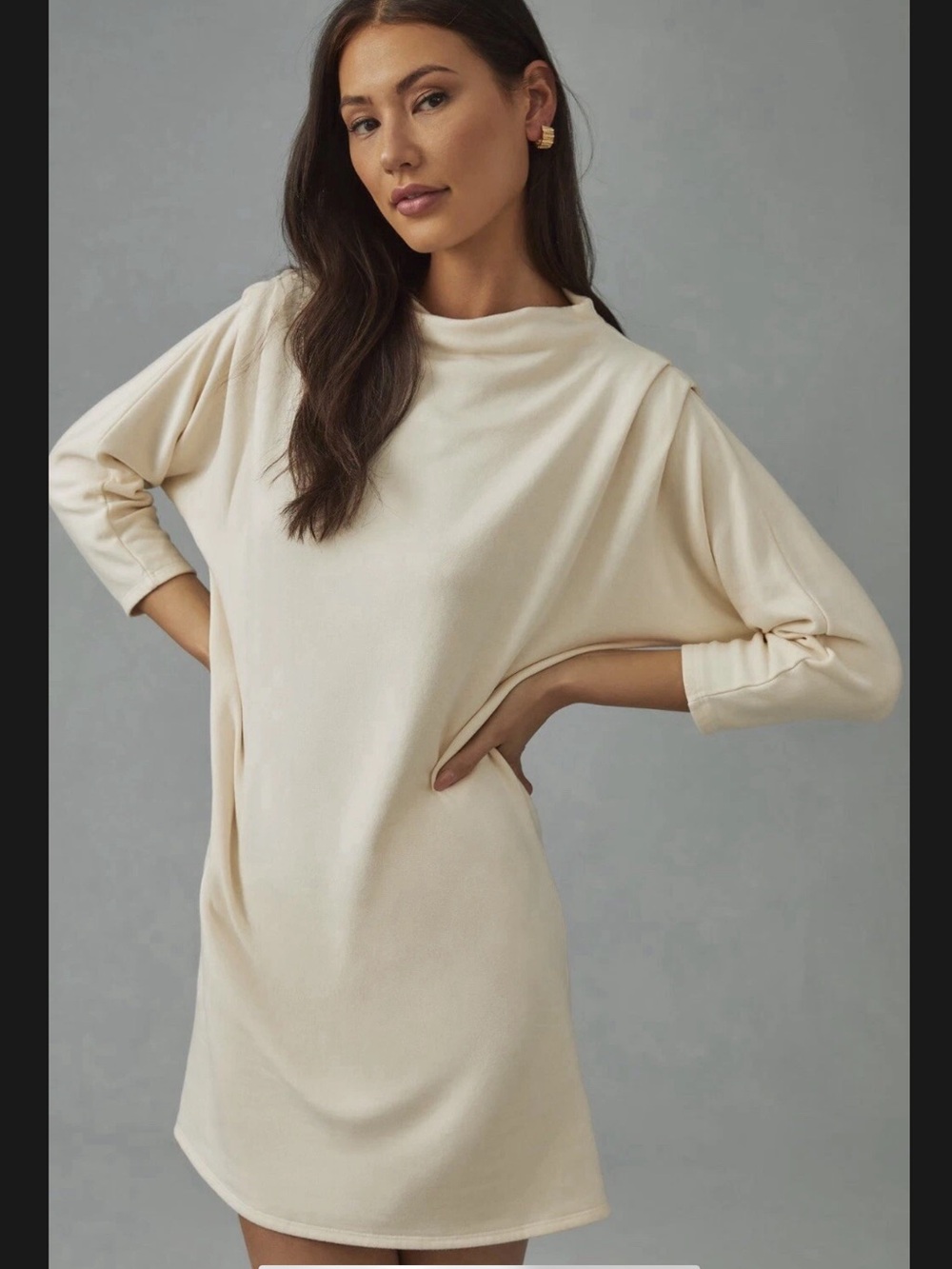 Anthropologie t.la Stateside Pleated Fleece Dress Pullover Dolman Size S NWT